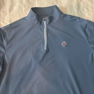 Peter Millar Chevron Patterned Blue Quarter-Zip